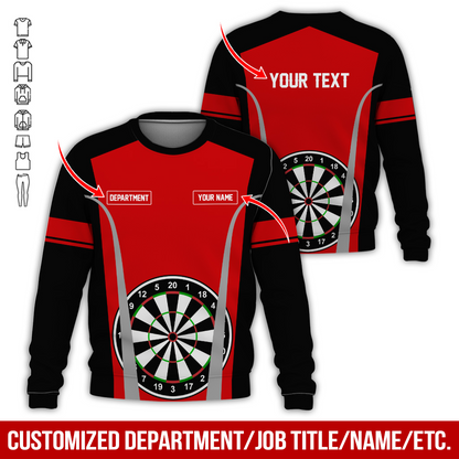 Customized Darts Sweatshirt, Personalized Name, Text & Department Sweatshirt, Play Darts Pattern Sweatshirt, Perfect Gift For Darts Lovers, Friend, Family