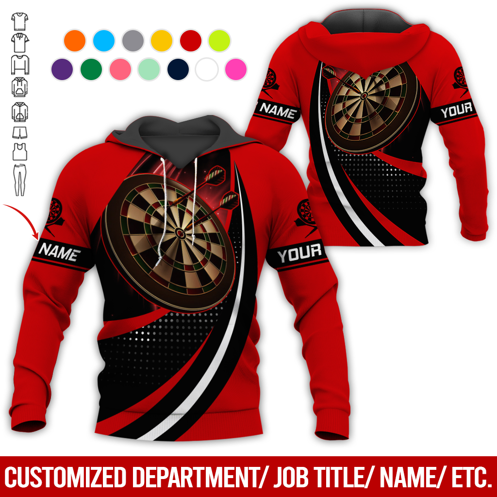Customized Name Darts Premium Hoodie, Black Spot Pattern Darts Hoodie, Perfect Gift For Darts Lovers, Friend, Family