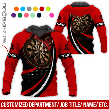 Customized Name Darts Premium Hoodie, Black Spot Pattern Darts Hoodie, Perfect Gift For Darts Lovers, Friend, Family