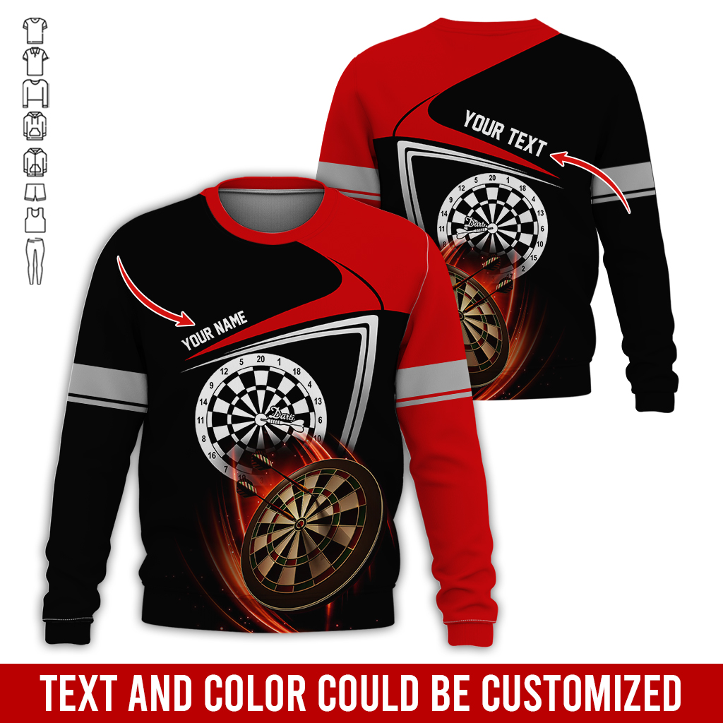 Customized Darts Sweatshirt, Personalized Name & Text Sweatshirt, Darts Pattern Sweatshirt, Perfect Gift For Darts Lovers, Darts Player