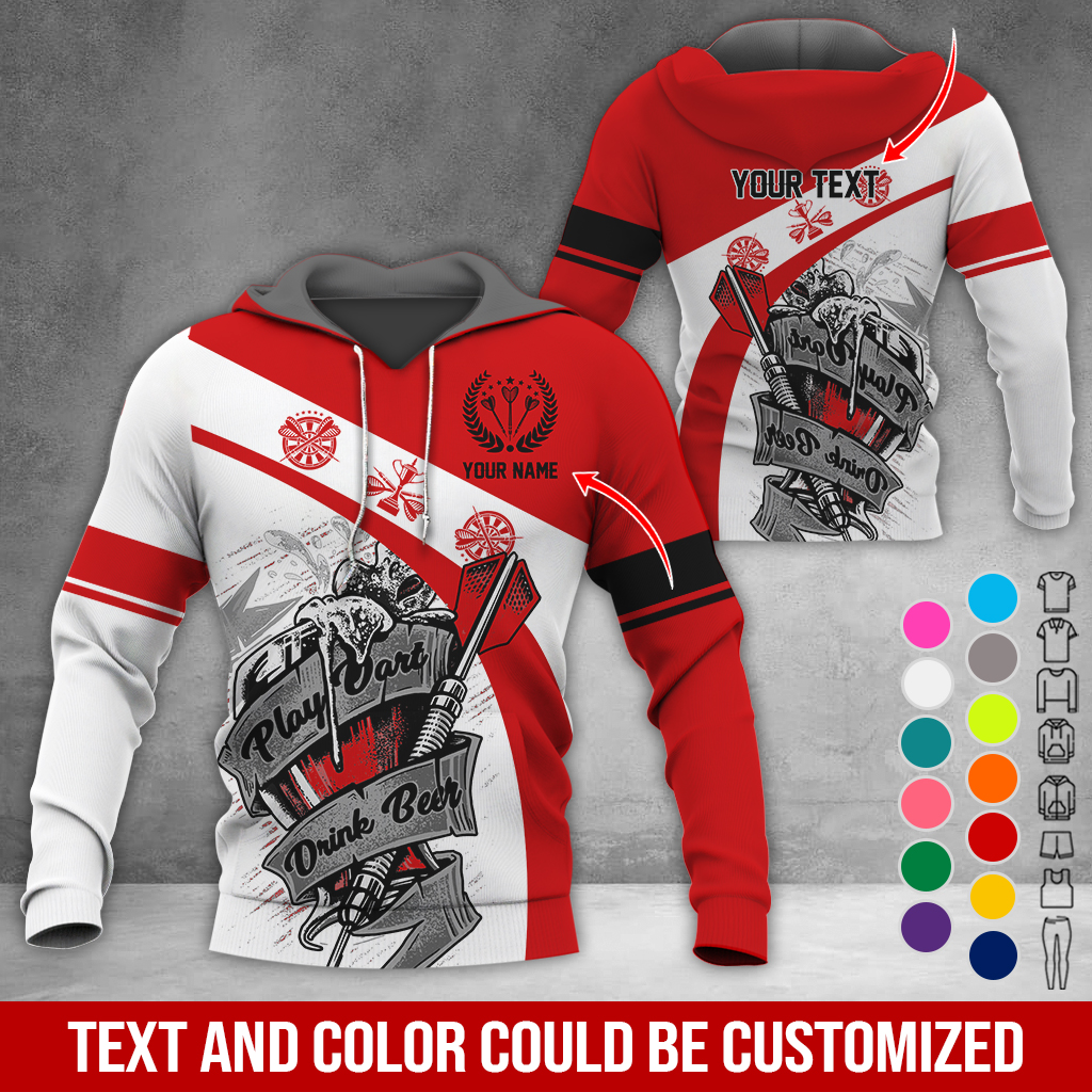 Personalized Name & Text Darts Premium Hoodie, Play Darts Drink Beer Hoodie, Perfect Gift For Darts Lovers, Friend, Family