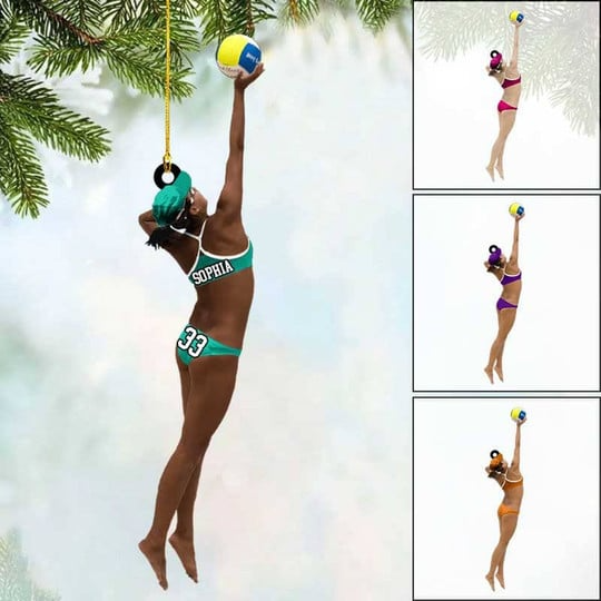 Custom Volleyball Acrylic Christmas Ornament, Personalized Beach Volleyball With Girl Acrylic Ornament For Volleyball Lover, Christmas