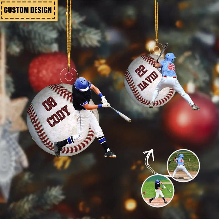 Custom Baseball Acrylic Ornament, Personalized Photo Baseball Player Acrylic Ornament- Perfert Gift For Baseball Team, Christmas, New Year