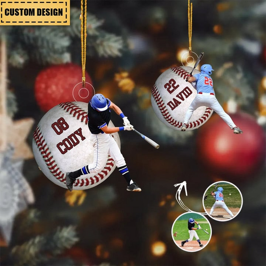 Custom Baseball Acrylic Ornament, Personalized Photo Baseball Player Acrylic Ornament- Perfert Gift For Baseball Team, Christmas, New Year