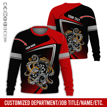Customized Name & Text Darts Sweatshirt, Octopus & Dartboard Pattern Darts Shirts For Men & Women - Gift For Darts Lovers, Friend, Family
