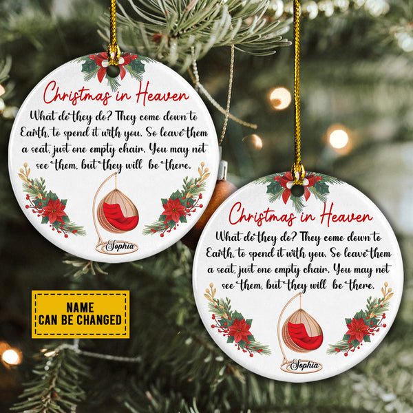 Memorial Ceramic Christmas Ornament - Christmas In Heaven You May Not See Them Ceramic Ornament For Family Member, Holiday Decor