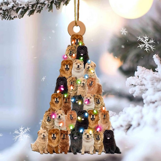 Custom Dog Acrylic Christmas Ornament, Personalized Chow Chow Dog Christmas Tree Shaped Acrylic Ornament for Dog Lover, New Year