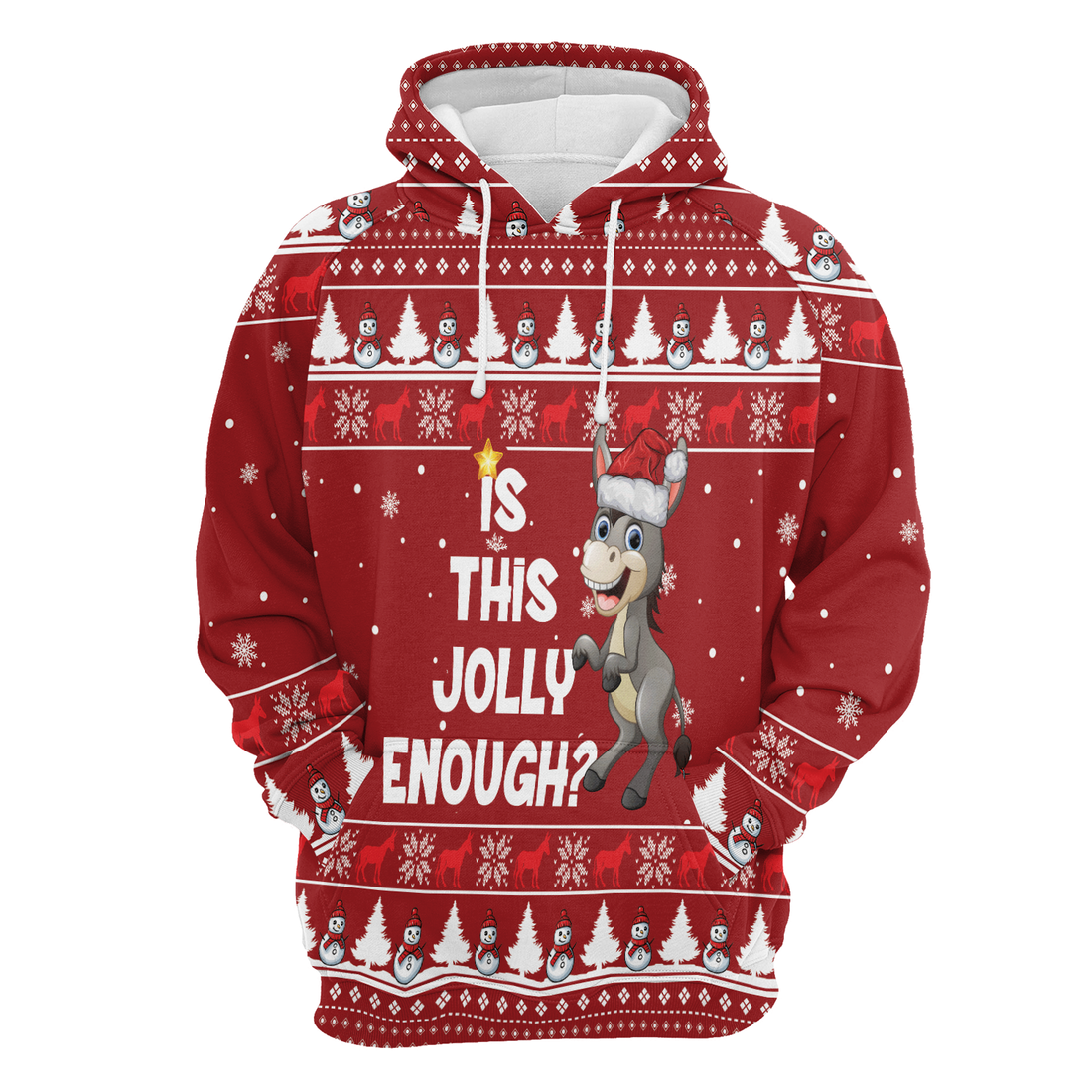 Donkey Premium Christmas Hoodie, Donkey Is This Jolly Enough Unisex Hoodie For Men & Women - Perfect Gift For Christmas, Donkey Lover