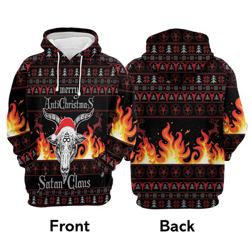 Satan Claus Premium Christmas Hoodie, Fire AntiChristmas Unisex Hoodie For Men & Women - Perfect Gift For Christmas, Friends, Family