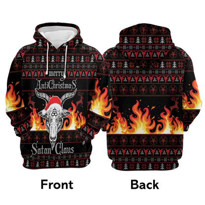 Satan Claus Premium Christmas Hoodie, Fire AntiChristmas Unisex Hoodie For Men & Women - Perfect Gift For Christmas, Friends, Family