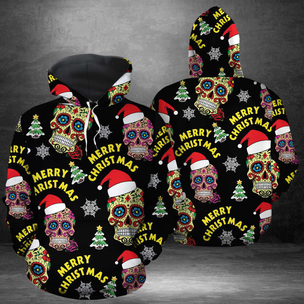 Sugar Skull Pullover Premium Hoodie Merry Christmas, Perfect Outfit For Men And Women On Christmas New Year Autumn Winter