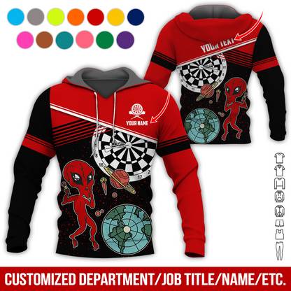 Customized Name & Text Darts Premium Hoodie, Aliens & Space Hoodie, Perfect Gift For Darts Lovers, Friend, Family