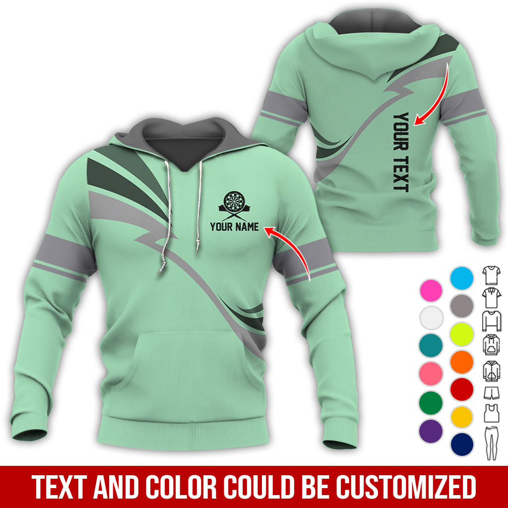 Personalized Darts Premium Hoodie, Customized Name & Text Lightning Pattern Darts Hoodie, Perfect Gift For Darts Lovers, Friend, Family