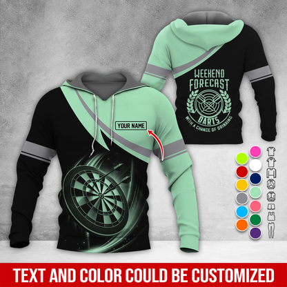 Customized Name Darts Premium Hoodie, Weekend Forrecast Darts Black Hoodie, Perfect Gift For Darts Lovers, Friend, Family