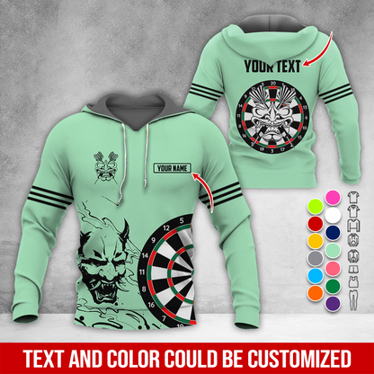 Customized Name & Text Darts Premium Hoodie, Orochimaru Demon Mask Pattern Darts Hoodie, Perfect Gift For Darts Lovers, Darts Player