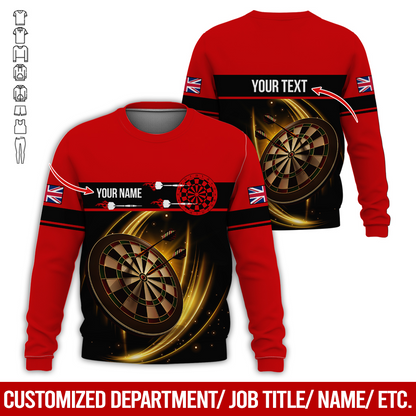 Customized Darts Sweatshirt, Personalized The National Flag Pattern Sweatshirt For Men & Women, Perfect Gift For Darts Lovers, Friend, Family