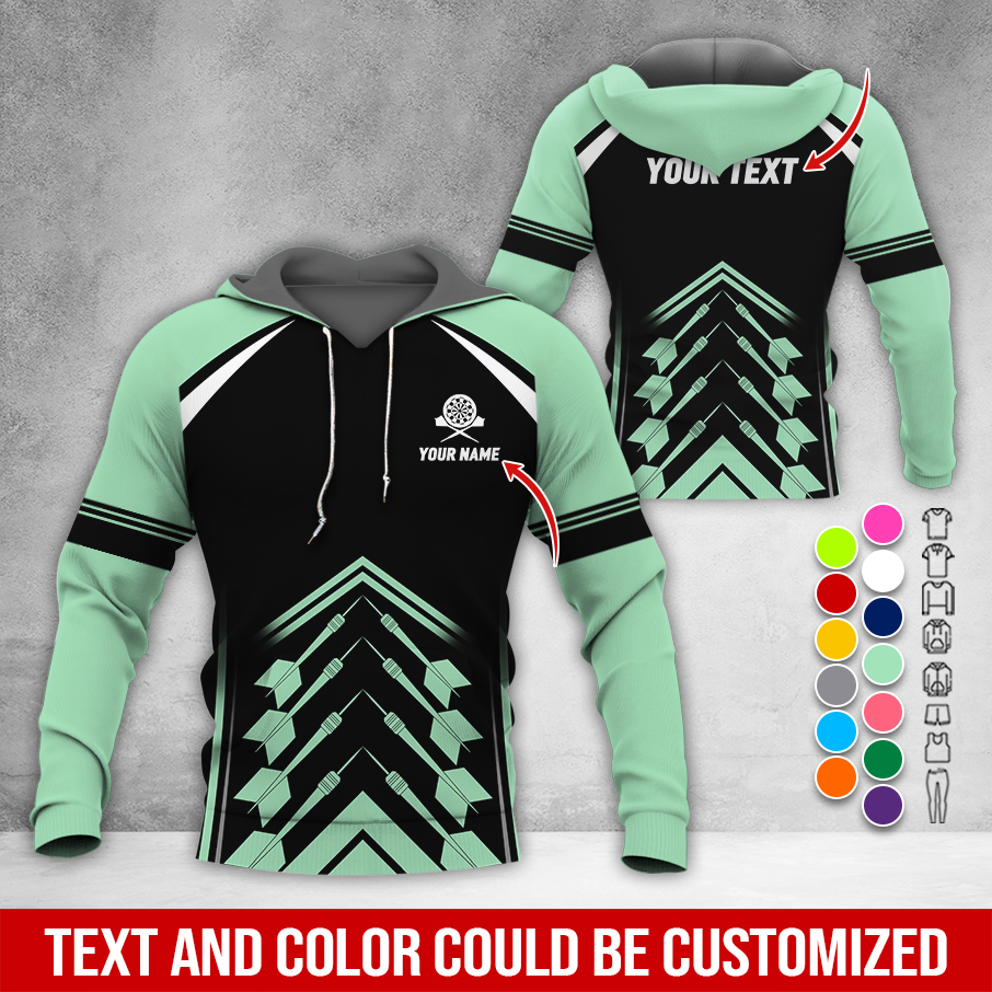 Personalized Name & Text Darts Premium Hoodie, Darts Sport Pattern Hoodie For Darts Player, Perfect Gift For Darts Lovers, Friend, Family