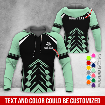 Personalized Name & Text Darts Premium Hoodie, Darts Sport Pattern Hoodie For Darts Player, Perfect Gift For Darts Lovers, Friend, Family