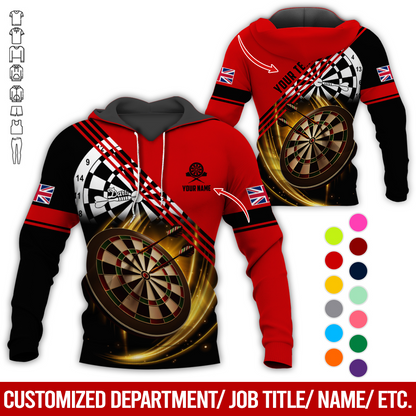 Customized Flag Darts Premium Hoodie, Personalized National Flag & Darts Pattern Hoodie For Men & Women, Perfect Gift For Darts Lovers, Friend, Family