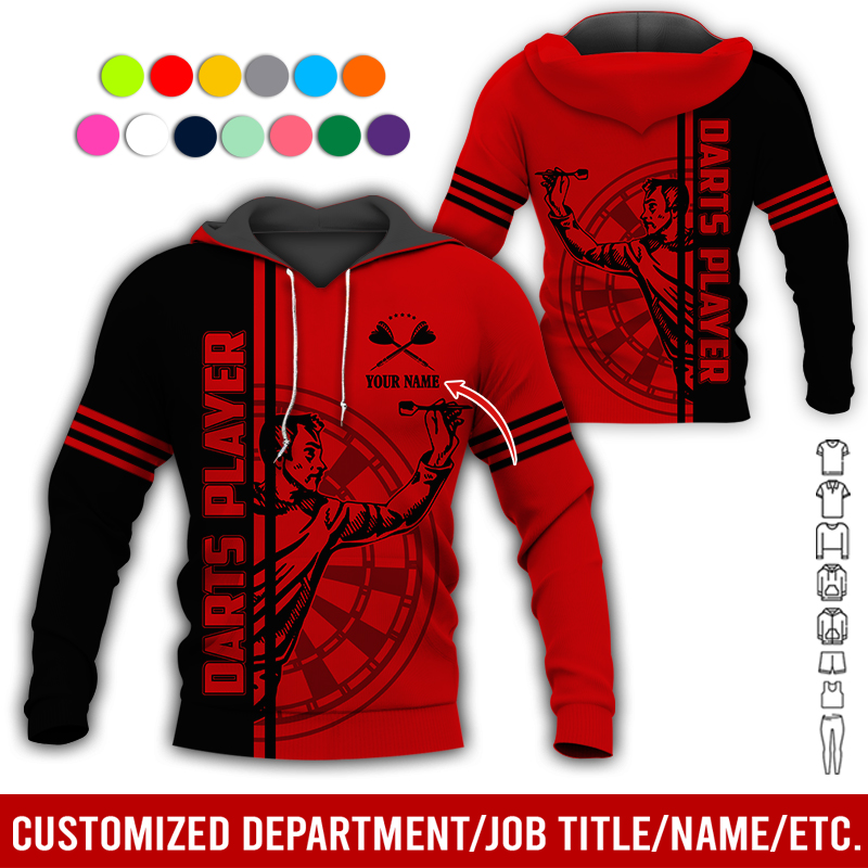 Customized Darts Premium Hoodie, Men Playing Darts Pattern Hoodie For Men & Women, Perfect Gift For Darts Lovers, Friend, Family