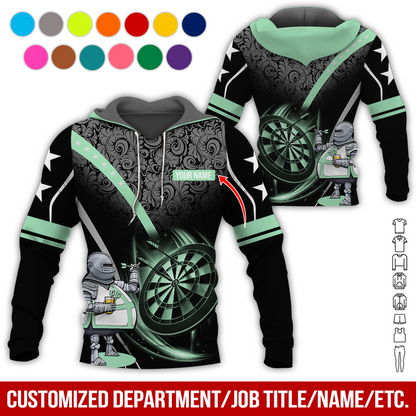 Personalized Darts Knight Armor Premium Hoodie, Customized Name Darts Tropical Pattern Hoodie, Perfect Gift For Darts Lovers, Darts Player