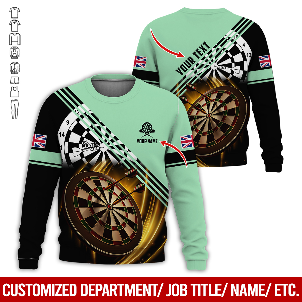 Customized Darts Sweatshirt, Personalized National Flag & Darts Pattern Sweatshirt For Men & Women, Perfect Gift For Darts Lovers, Friend, Family