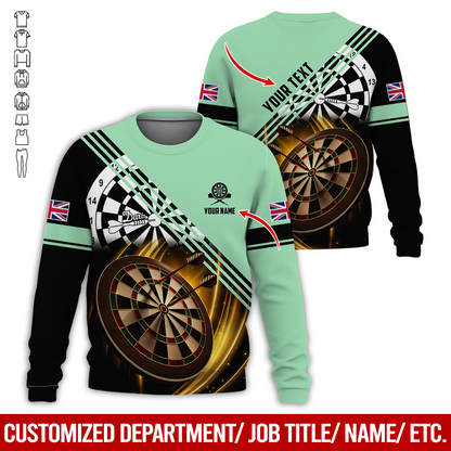 Customized Darts Sweatshirt, Personalized National Flag & Darts Pattern Sweatshirt For Men & Women, Perfect Gift For Darts Lovers, Friend, Family