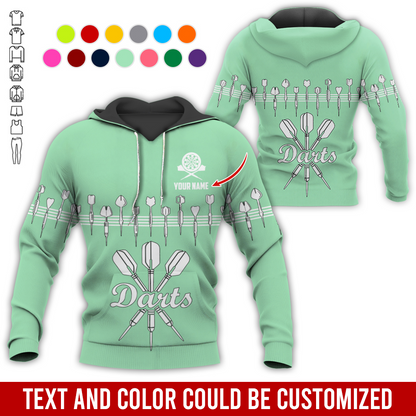 Customized Darts Premium Hoodie, Personalized Name Hoodie, Darts & Music Pattern Hoodie, Perfect Gift For Darts Lovers, Friend, Family