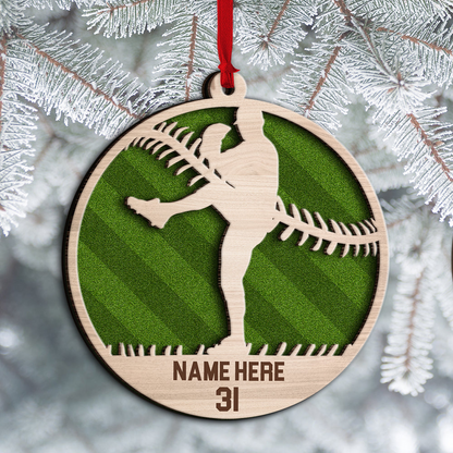 Custom Baseball Wooden Ornament, Personalized Baseball Player Name & Number Wood Ornament - Perfect Gift For Baseball Lover, Christmas, New Year