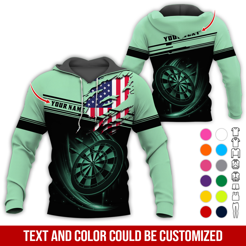 Personalized American Flag Darts Premium Hoodie ,Customized Name & Text Darts Premium Hoodie, Perfect Gift For Darts Lovers, Darts Player