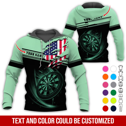 Personalized American Flag Darts Premium Hoodie ,Customized Name & Text Darts Premium Hoodie, Perfect Gift For Darts Lovers, Darts Player