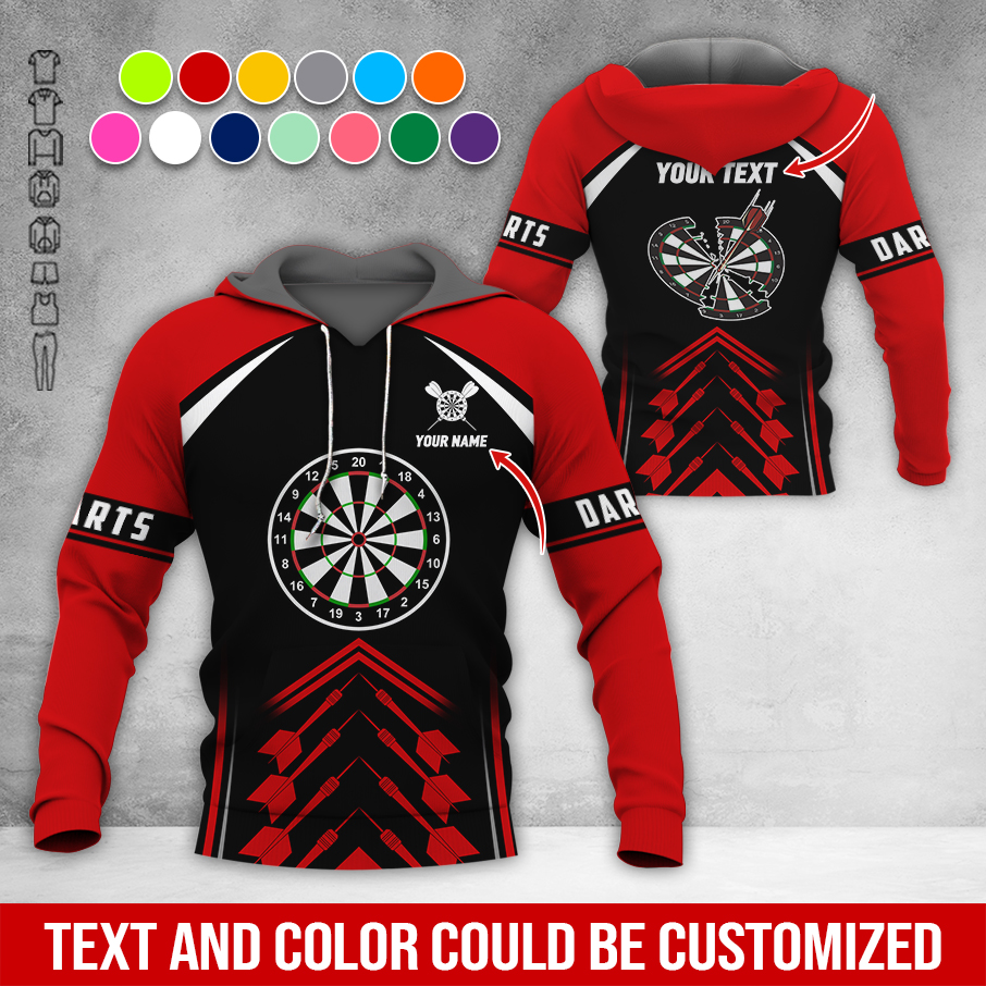 Personalized Name & Text Darts Premium Hoodie, Broken Darts Pattern Hoodie, Perfect Gift For Darts Lovers, Friend, Family