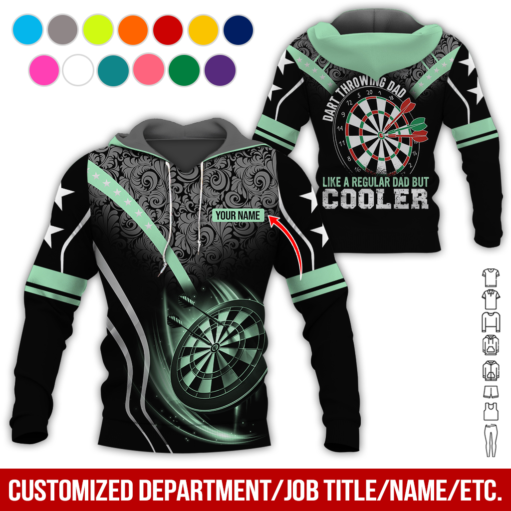 Customized Name Darts Tropical Pattern Hoodie, Like A Regular Dad But Cooler Hoodie, Perfect Gift For Darts Lovers, Darts Player