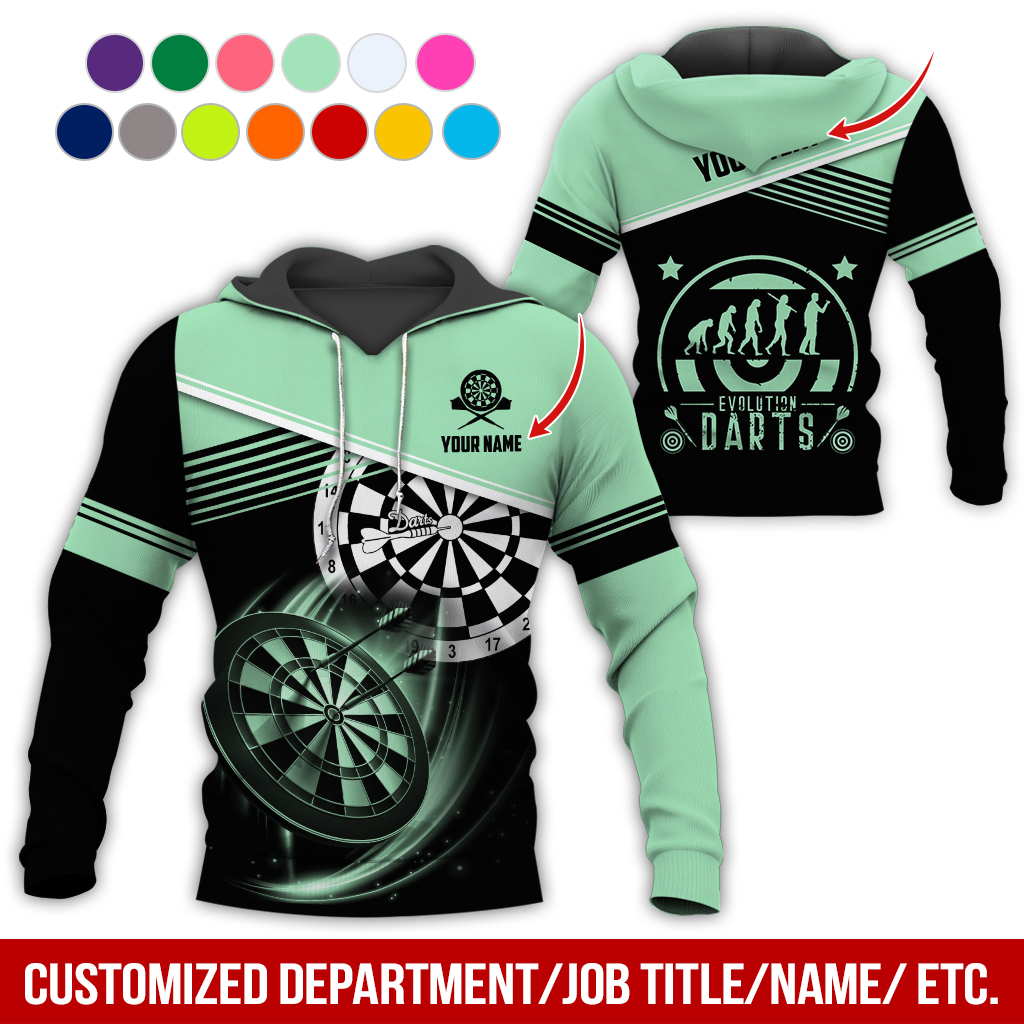 Customized Name & Text Darts Skull Premium Hoodie, Evolution of Darts Player Darts Hoodie, Perfect Gift For Darts Lovers, Darts Player