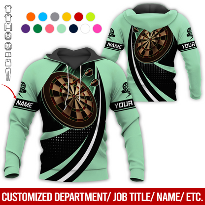 Customized Name Darts Premium Hoodie, Black Spot Pattern Darts Hoodie, Perfect Gift For Darts Lovers, Friend, Family