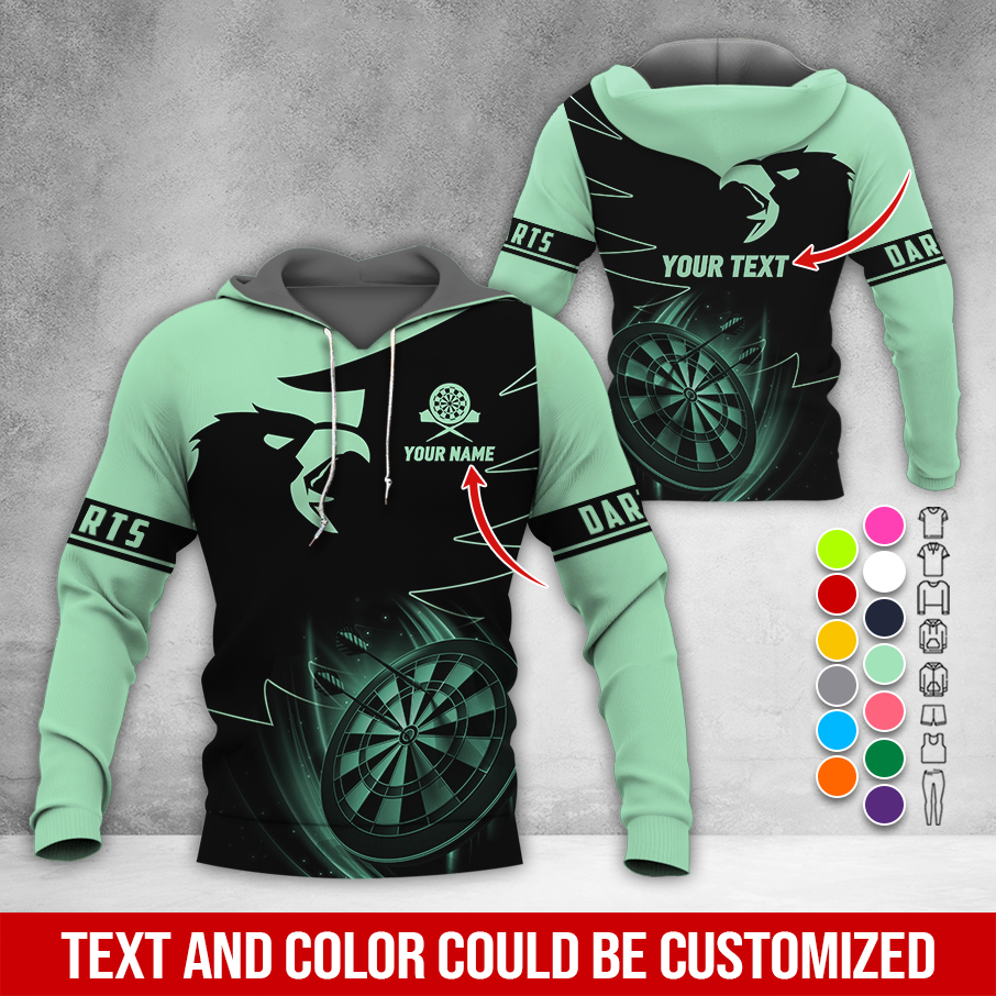 Personalized Darts Black Raven Premium Hoodie, Customized Name & Text Darts Hoodie, Perfect Gift For Darts Lovers, Darts Player
