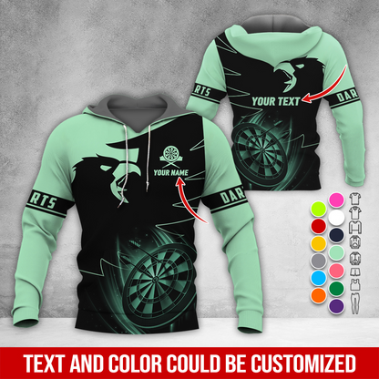 Personalized Darts Black Raven Premium Hoodie, Customized Name & Text Darts Hoodie, Perfect Gift For Darts Lovers, Darts Player