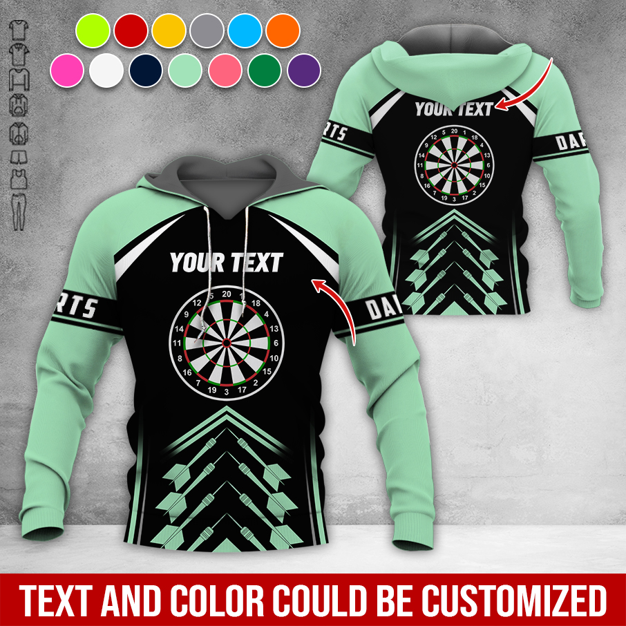 Customized Name & Text Darts Premium Hoodie, Custom Color Darts Pattern For Men & Women Hoodie, Perfect Gift For Darts Lovers, Darts Player
