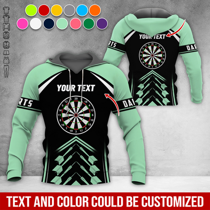 Customized Name & Text Darts Premium Hoodie, Custom Color Darts Pattern For Men & Women Hoodie, Perfect Gift For Darts Lovers, Darts Player