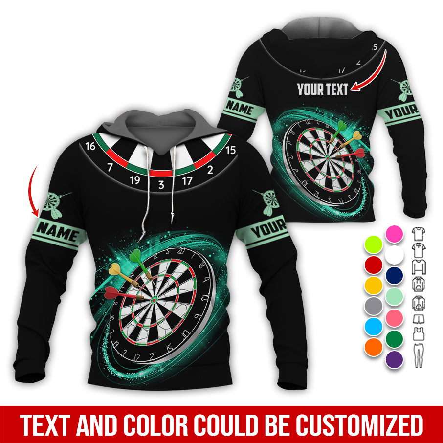Customized Name & Text Darts Premium Hoodie, Darts Pattern Black Hoodie, Perfect Gift For Darts Lovers, Friend, Family