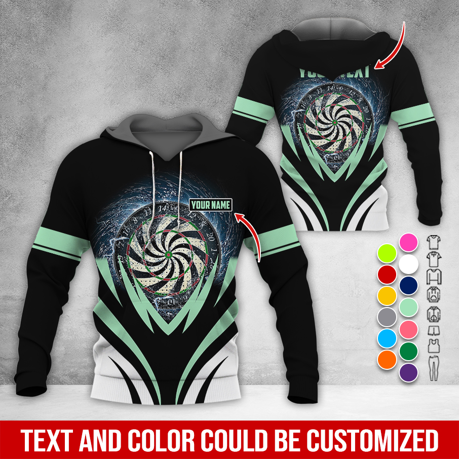 Customized Name & Text Darts Thunder Premium Hoodie, Thunder Vortex Darts Pattern Hoodie, Perfect Gift For Darts Lovers, Friend, Family