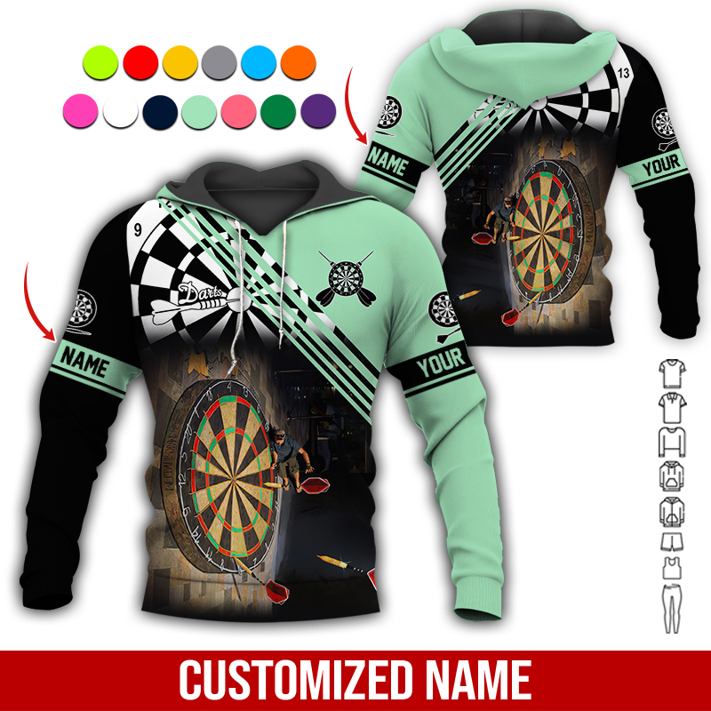 Customized Name Darts Premium Hoodie, Giant Dartboards Black Hoodie, Perfect Gift For Darts Lovers, Friend, Family