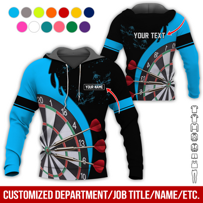 Customized Name & Text Darts Premium Hoodie, Darts & Moss Pattern Hoodie, Perfect Gift For Darts Lovers, Friend, Family