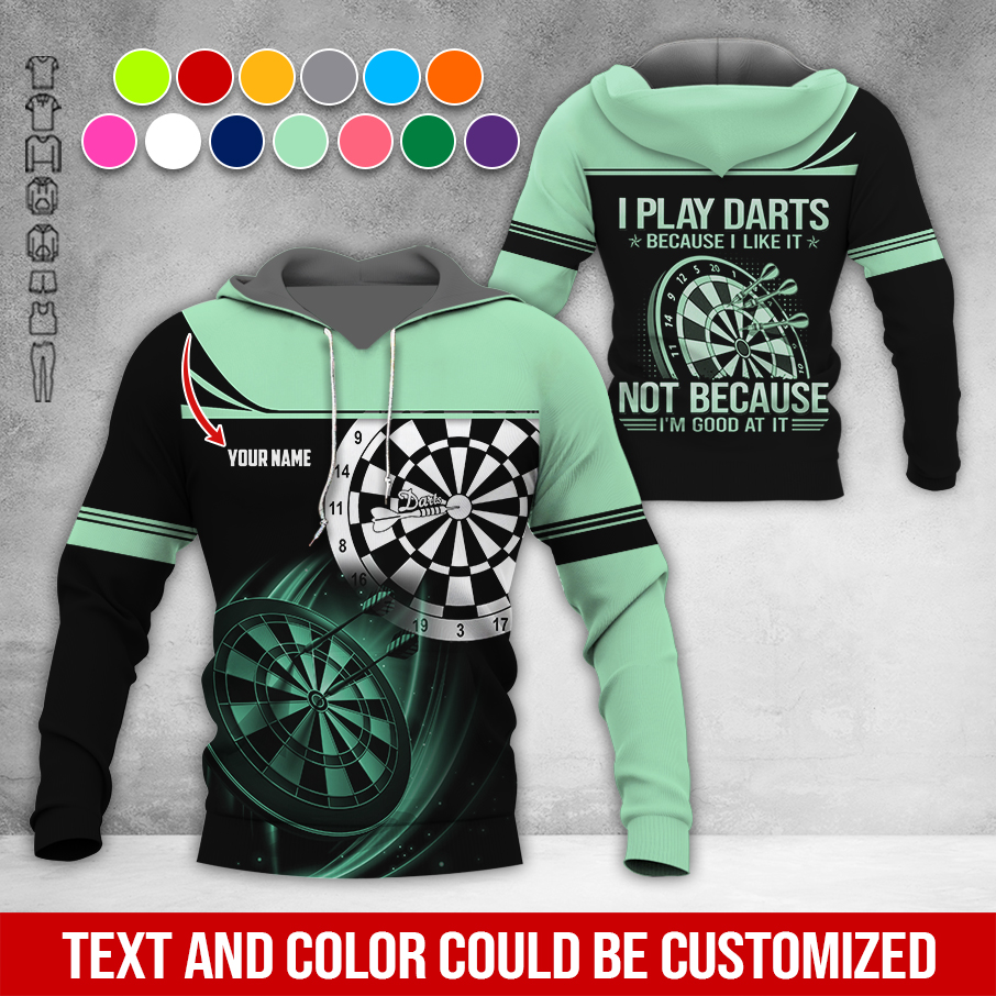 Customized Name Darts Premium Hoodie, I Play Darts Because I Like It Darts Hoodie, Perfect Gift For Darts Lovers, Darts Player