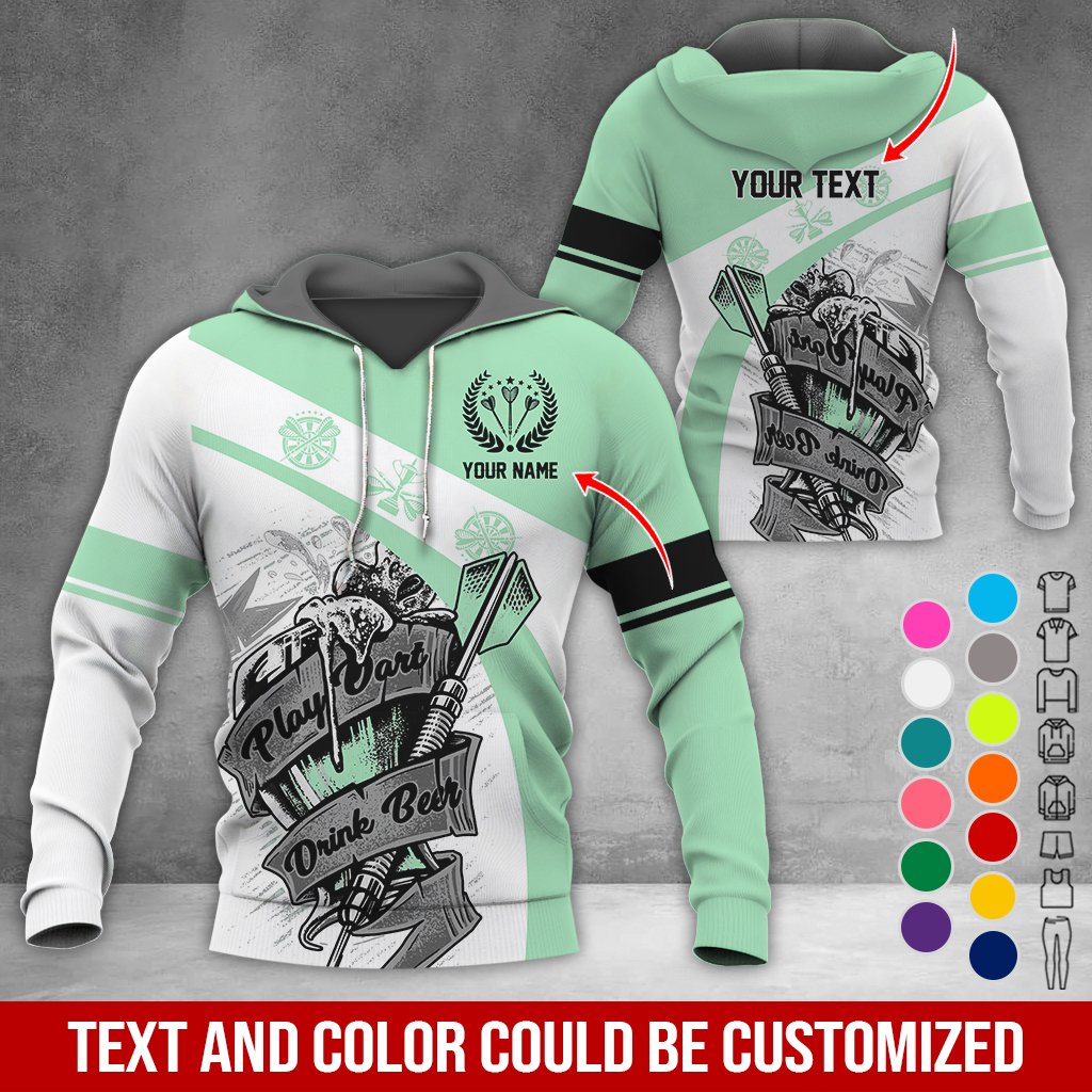 Personalized Name & Text Darts Premium Hoodie, Play Darts Drink Beer Hoodie, Perfect Gift For Darts Lovers, Friend, Family