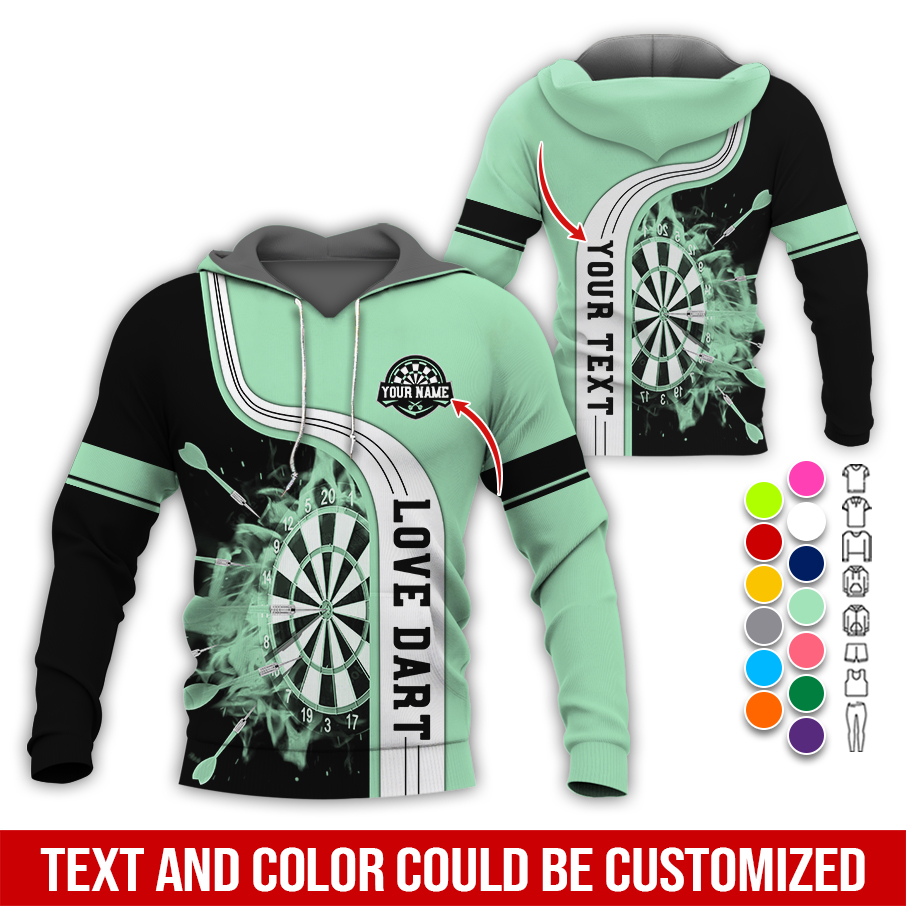 Customized Name & Text Darts Premium Hoodie, Darts Pattern Colorful Hoodie, Perfect Gift For Darts Lovers, Friend, Family