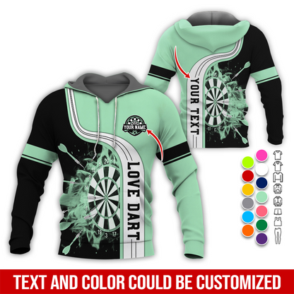 Customized Name & Text Darts Premium Hoodie, Darts Pattern Colorful Hoodie, Perfect Gift For Darts Lovers, Friend, Family