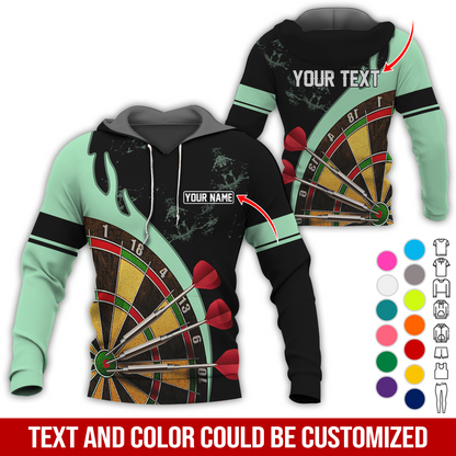 Customized Name & Text Darts Premium Hoodie, Darts & Fire Pattern Hoodie, Perfect Gift For Darts Lovers, Darts Player