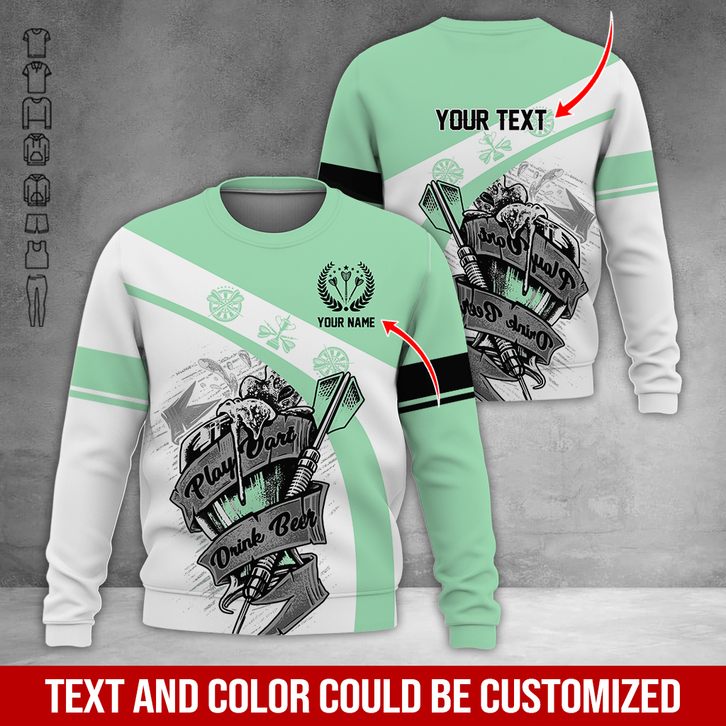 Customized Darts Sweatshirt, Personalized Name & Text Sweatshirt, Play Darts Drink Beer Sweatshirt, Perfect Gift For Darts Lovers, Friend, Family