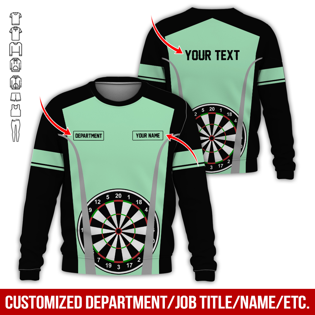 Customized Darts Sweatshirt, Personalized Name, Text & Department Sweatshirt, Play Darts Pattern Sweatshirt, Perfect Gift For Darts Lovers, Friend, Family